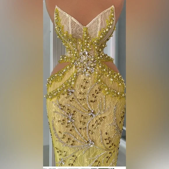 Strapless Yellow Embellished Dress Tabja - Picture 11 of 11